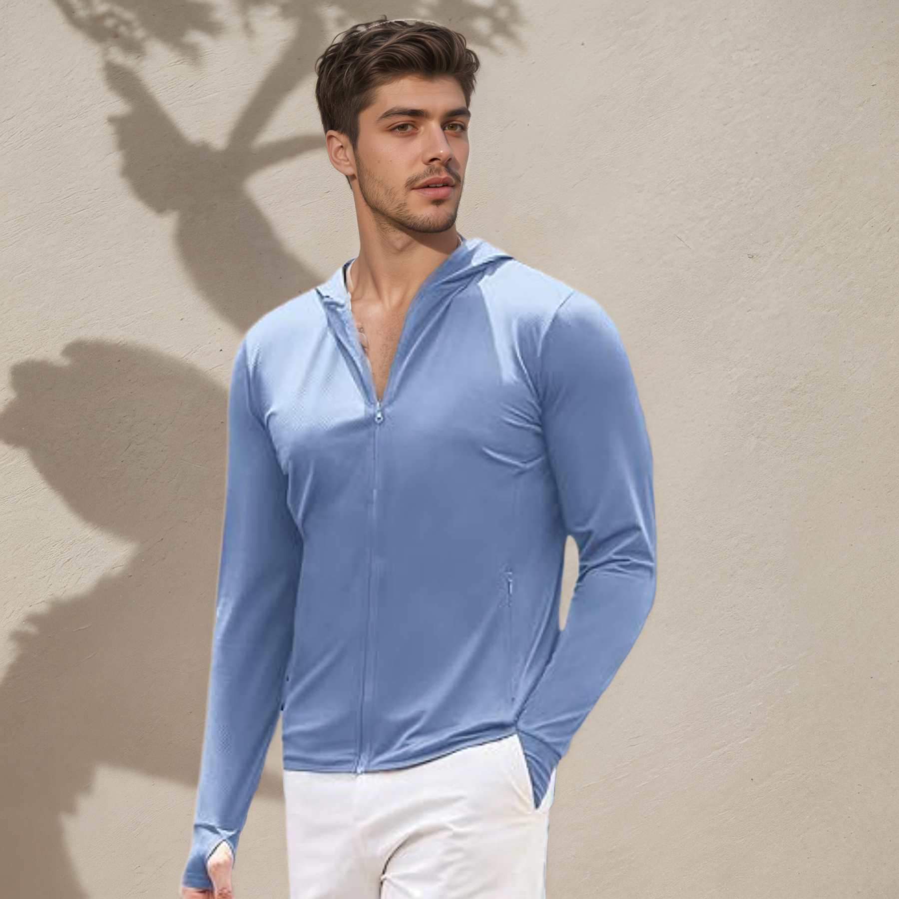 Men Full Zip UPF 50 Sun Protection Hoodie Lightweight Long Sleeve Jacket with Pockets