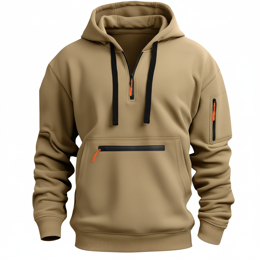 Casual Zip Up Hoodie With Kangaroo Pocket