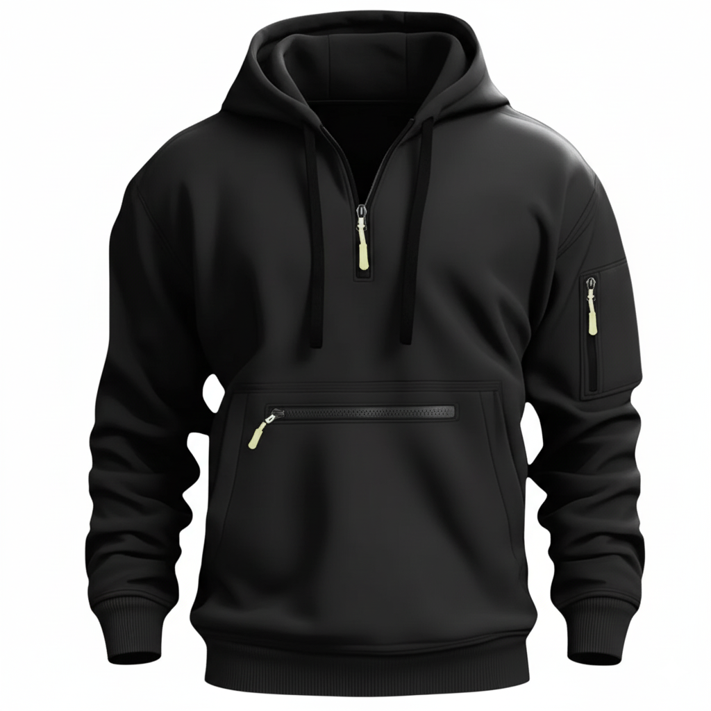 Casual Zip Up Hoodie With Kangaroo Pocket