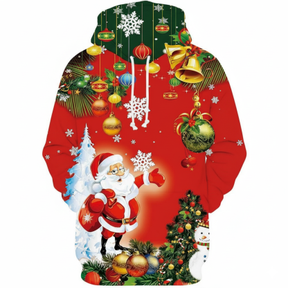 Christmas All Over Print Casual Pullover Hoodie With Big Pockets