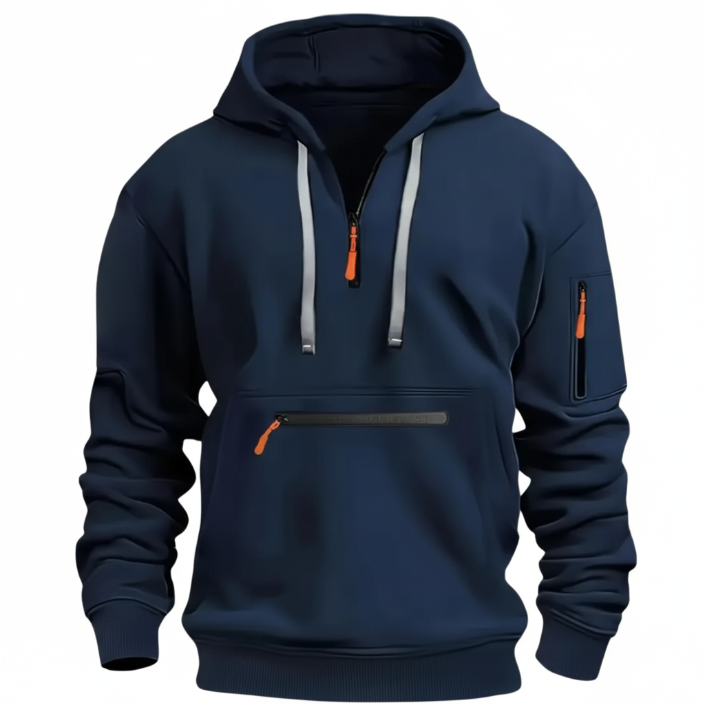 Casual Zip Up Hoodie With Kangaroo Pocket