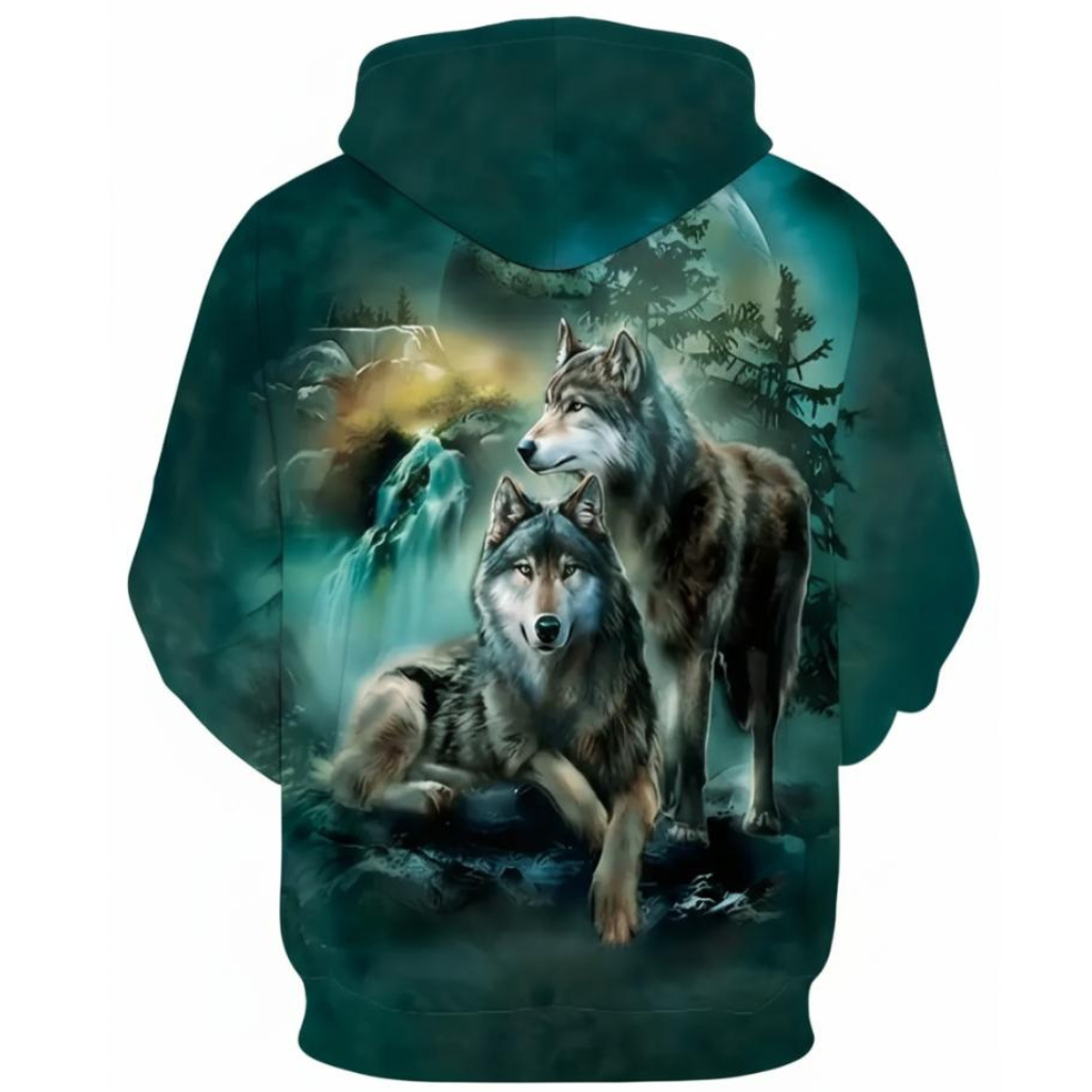 Wolf Graphic Print Hoodie