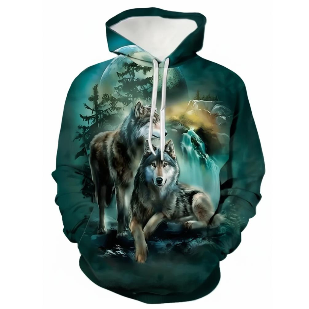 Fancy Wolf Graphic Printed Hoodie