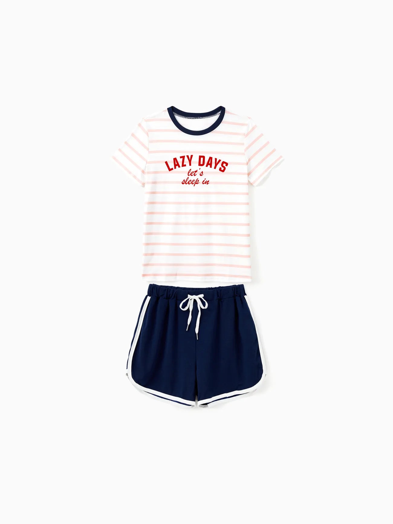 Family Matching Preppy Striped Pajama Set With Shorts Women