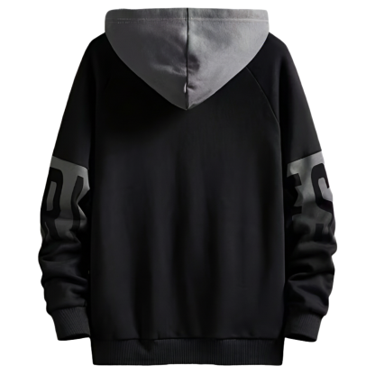 Men Pullover with Adjustable Drawstring Color Block Hoodie