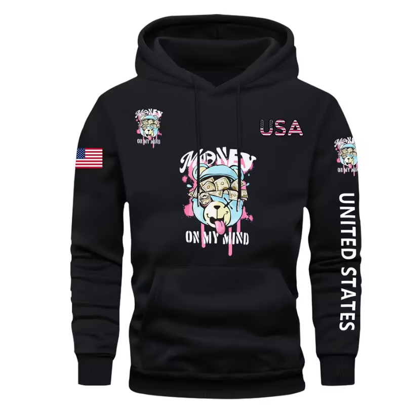 Men Pullover Hoodie With Dog Design