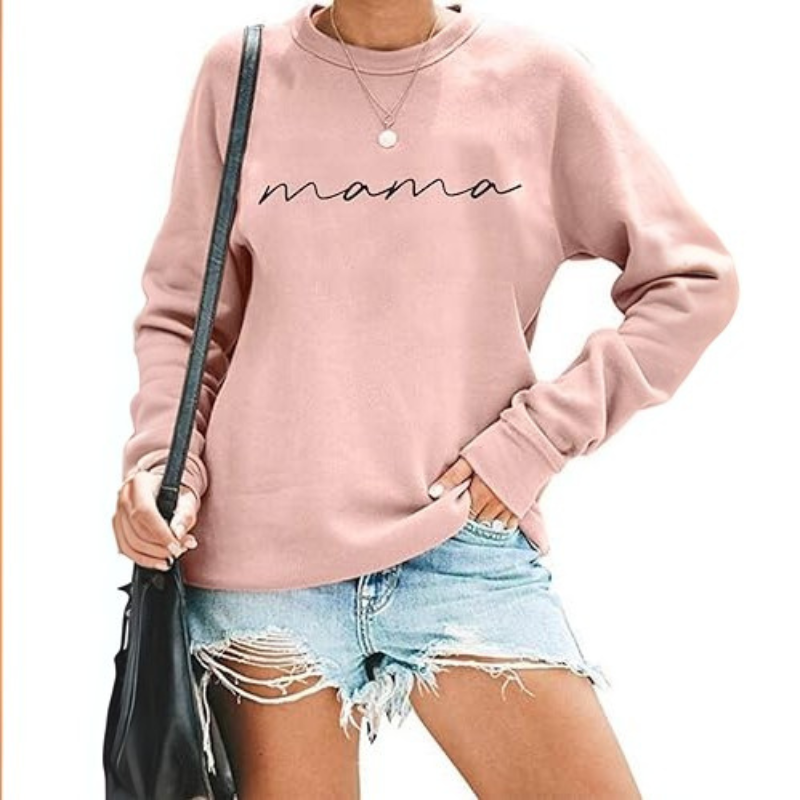Mama Letter Print Sweatshirt Pink