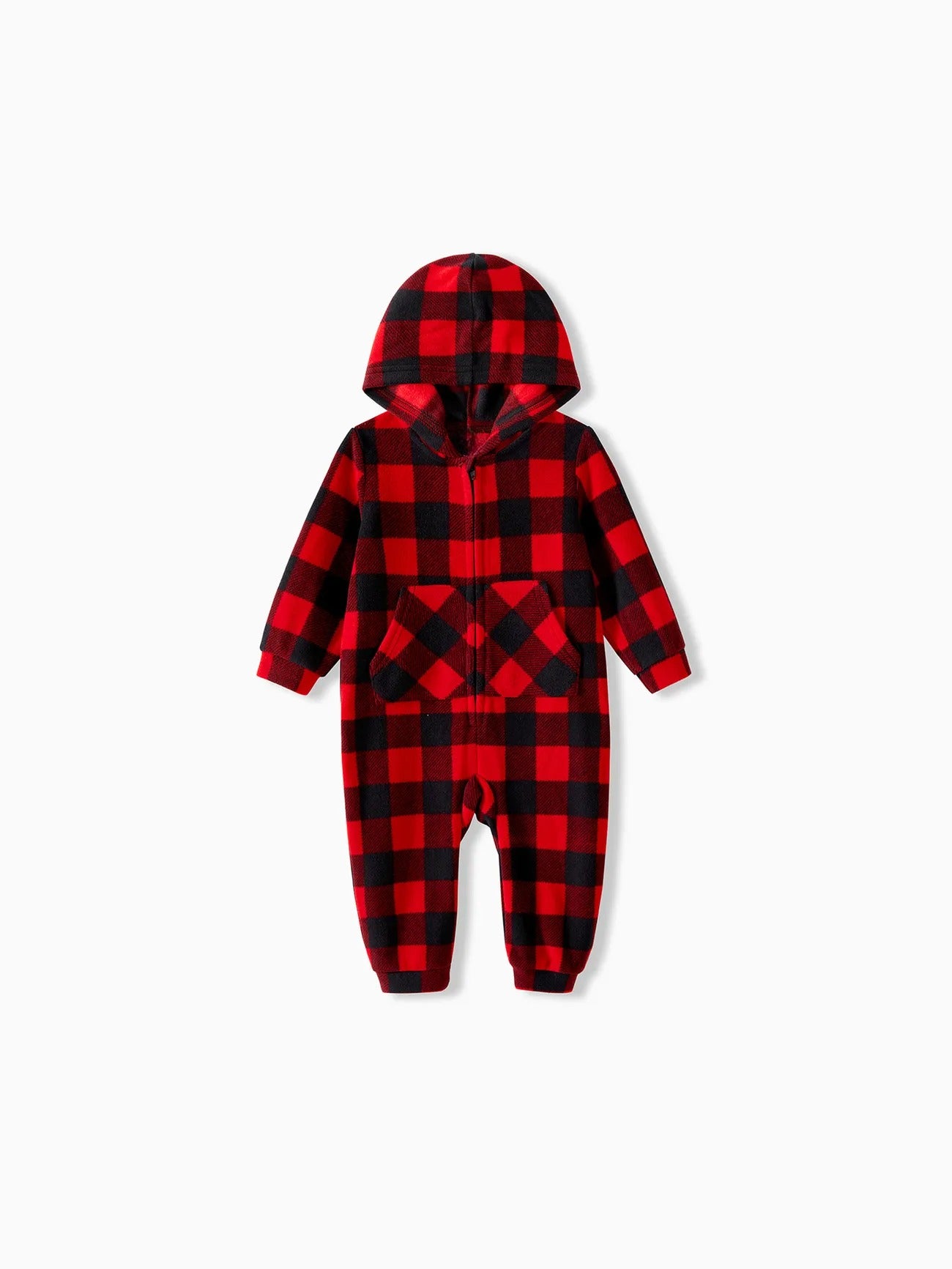 Family Matching Plaid Zipper Hooded Pajamas Set Baby