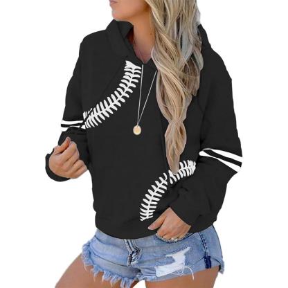 Baseball Stitch Print Pullover Sweatshirt Baseball Passion Sweatshirt