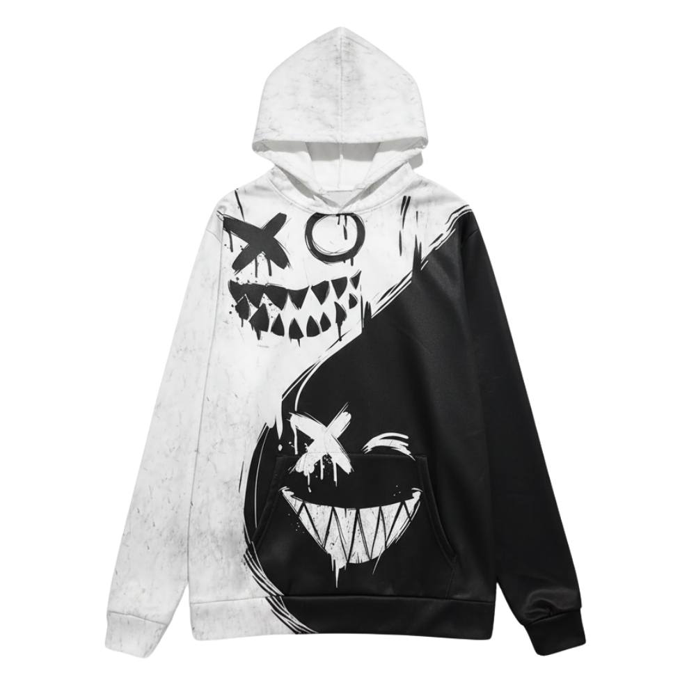 Mens Creative Smile Face Streetwear Pullover Hoodie