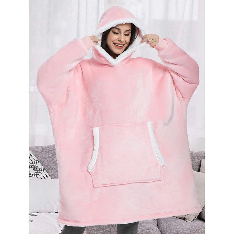 Solid Oversized Fleece Blanket Hoodie Wearable Blanket-Soco Hoodie