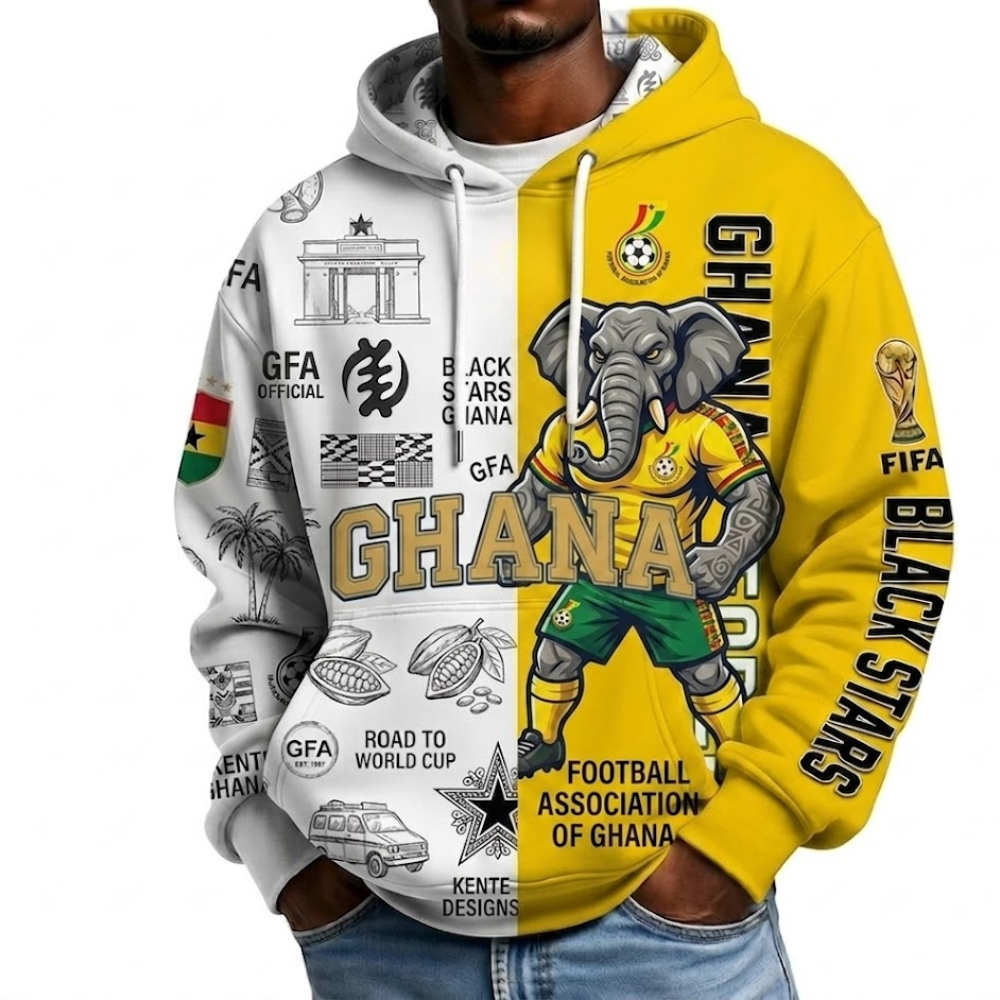 FIFA 2026 Ghana Football Themed All Over Printed Hoodie