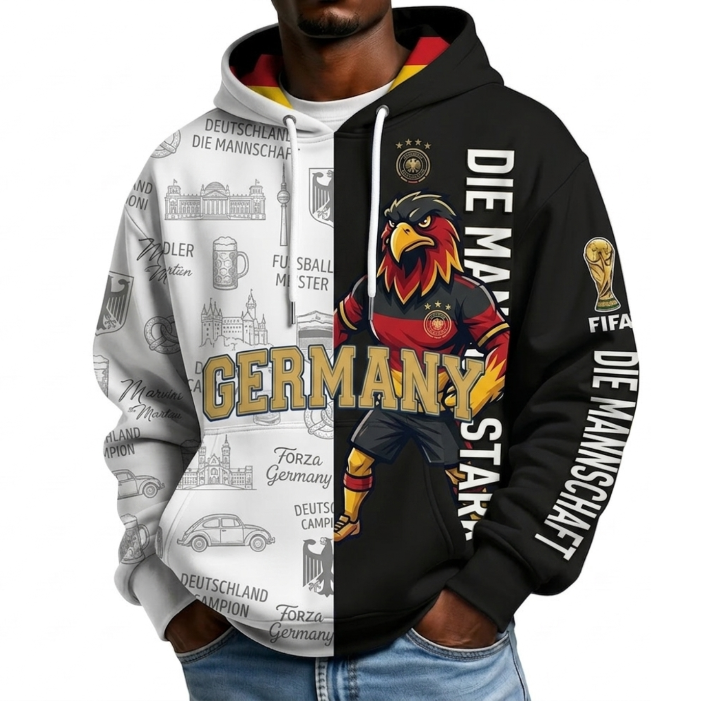 FIFA 2026 Germany Football Themed All Over Printed Hoodie