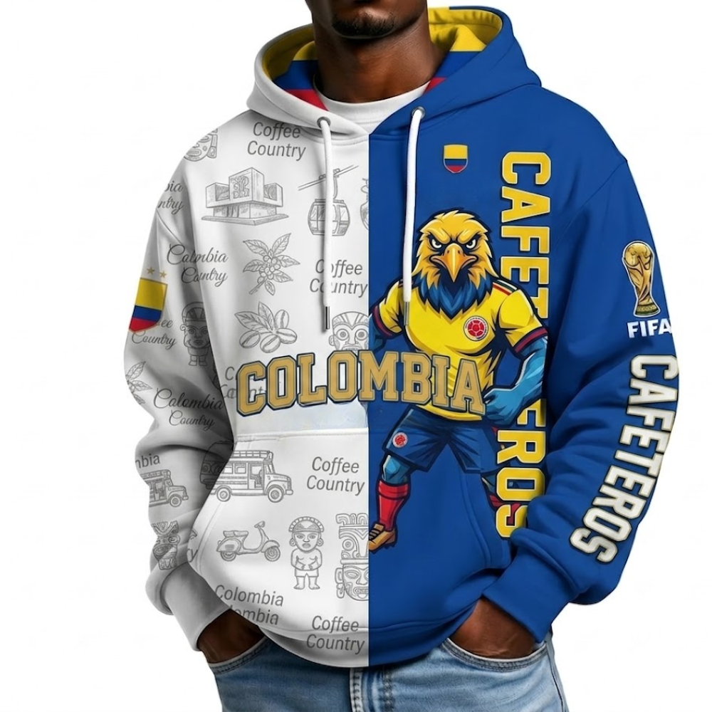 FIFA 2026 Colombia Football Themed All Over Printed Hoodie