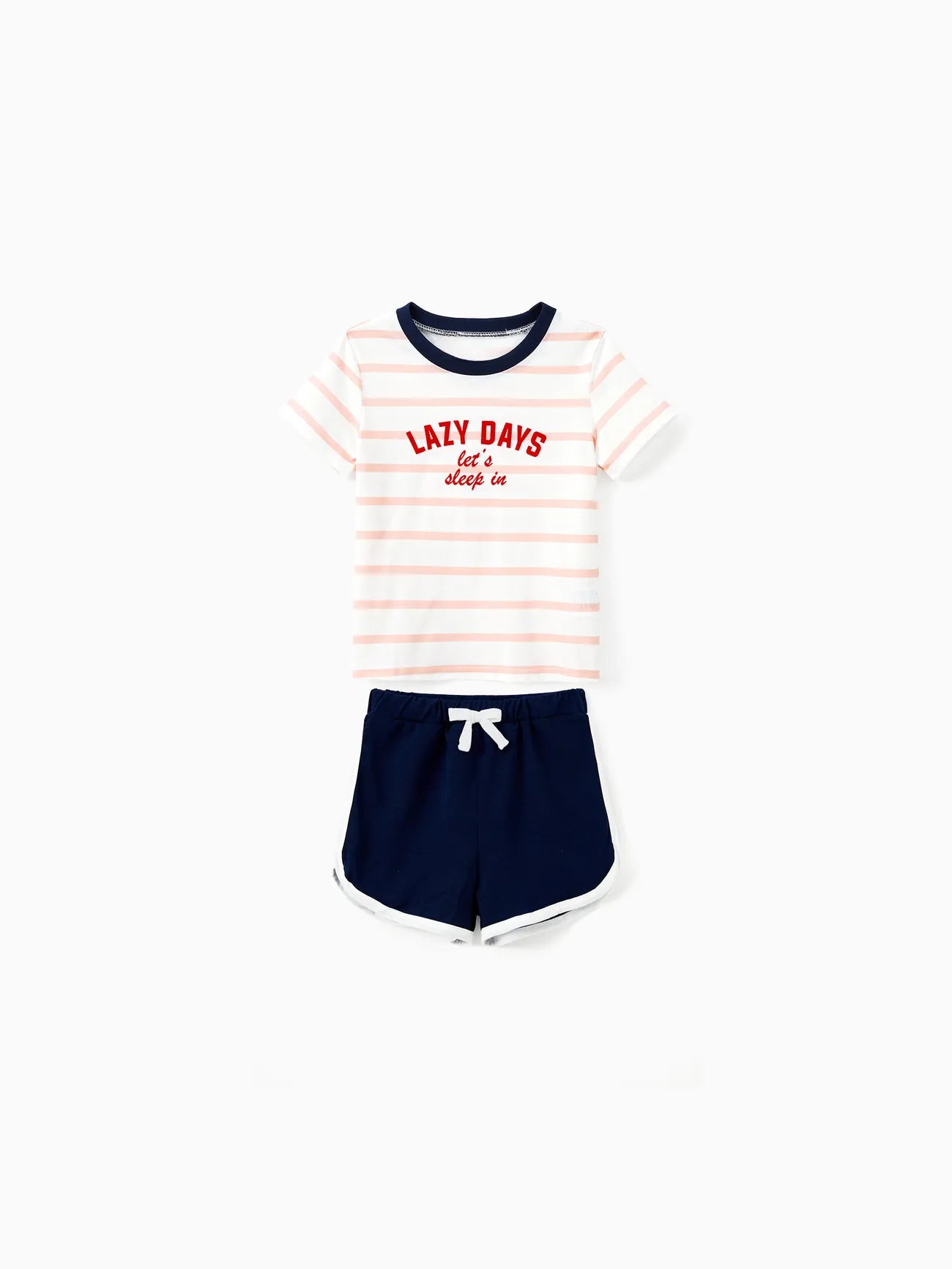 Family Matching Preppy Striped Pajama Set With Shorts Girl