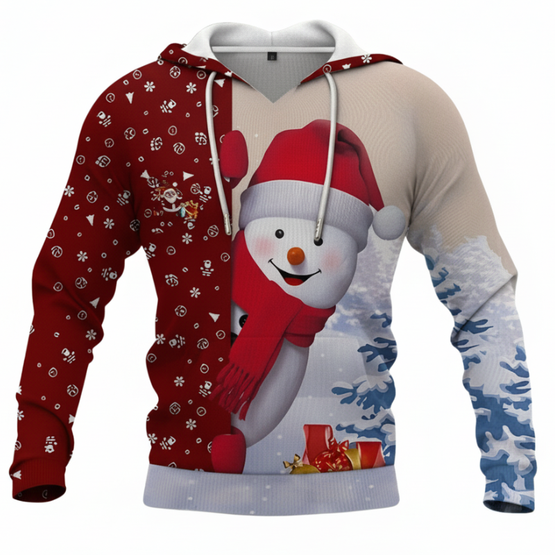 Casual Christmas Santa Printed Hoodie For Men