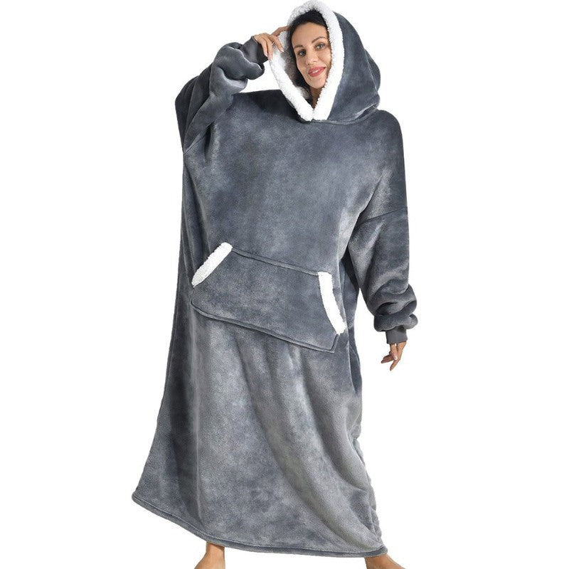 Loose Long Flannel Warm Wearable Blanket Hoodie-Soco Hoodie