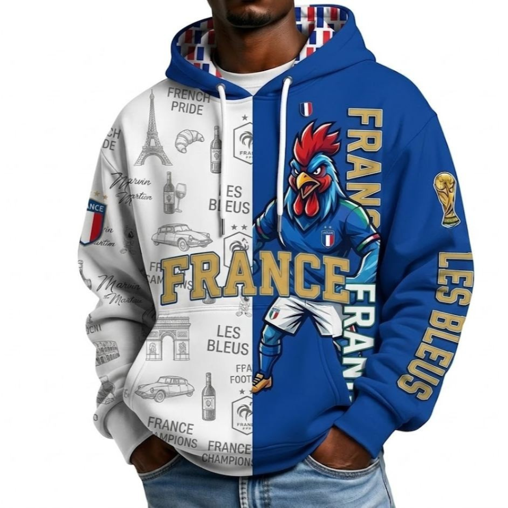 France Football Themed All Over Printed Hoodie