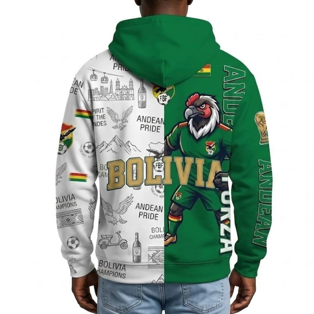Bolivia Football Themed All Over Printed Hoodie