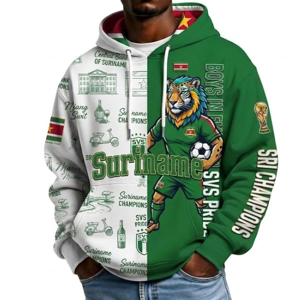 Suriname Football Themed All Over Printed Hoodie