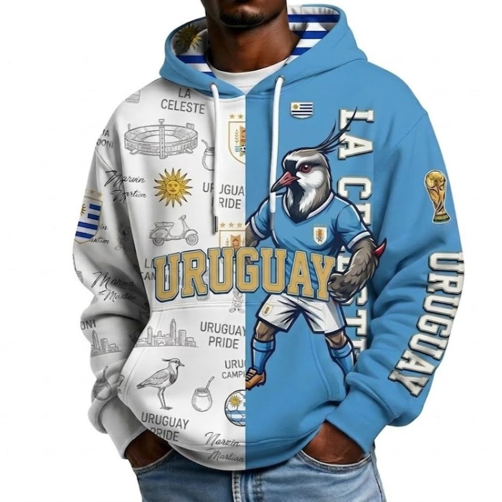 Uruguay Football Themed All Over Printed Hoodie