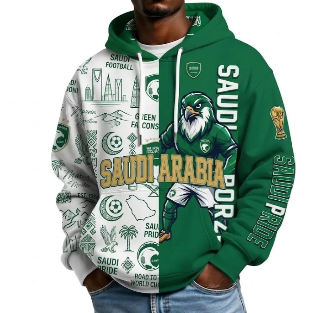 Saudi Arabia Football Themed All Over Printed Hoodie