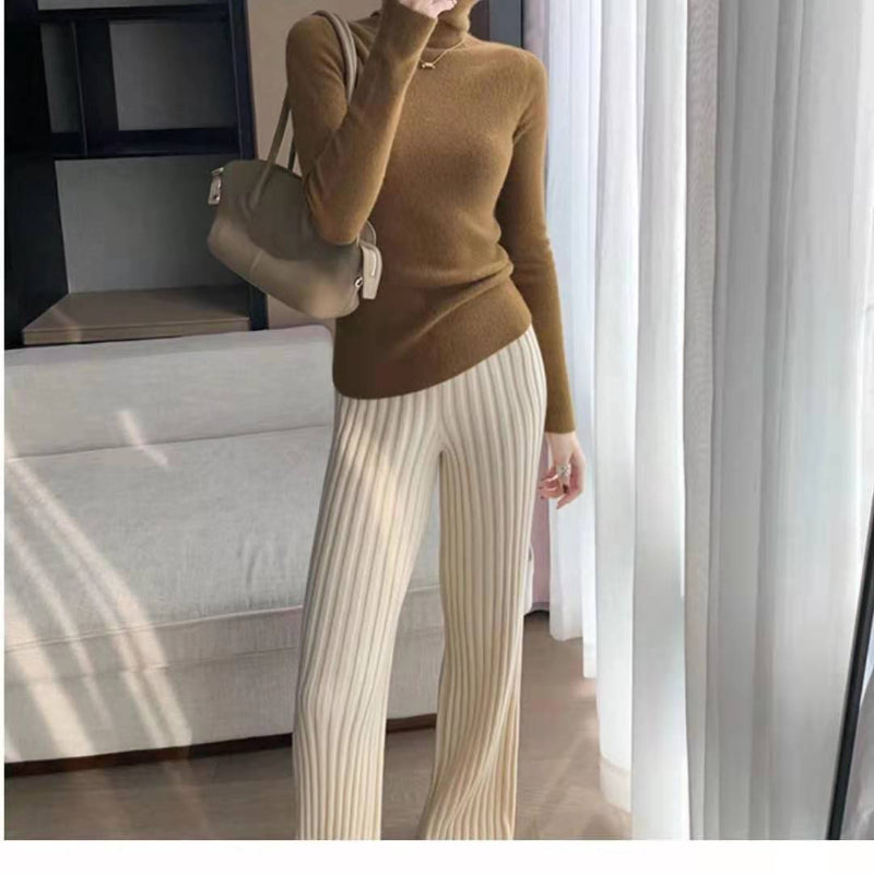 Knitted Wide-Leg High-Waist Pants-Soco Hoodie