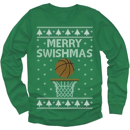Merry Swishmas Printed Ugly Christmas Sweater for Boys and Girls