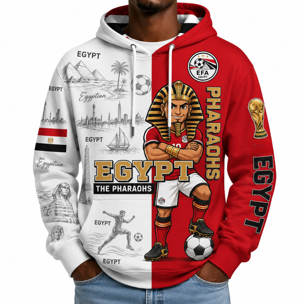 Egypt Football Themed All Over Printed Hoodie