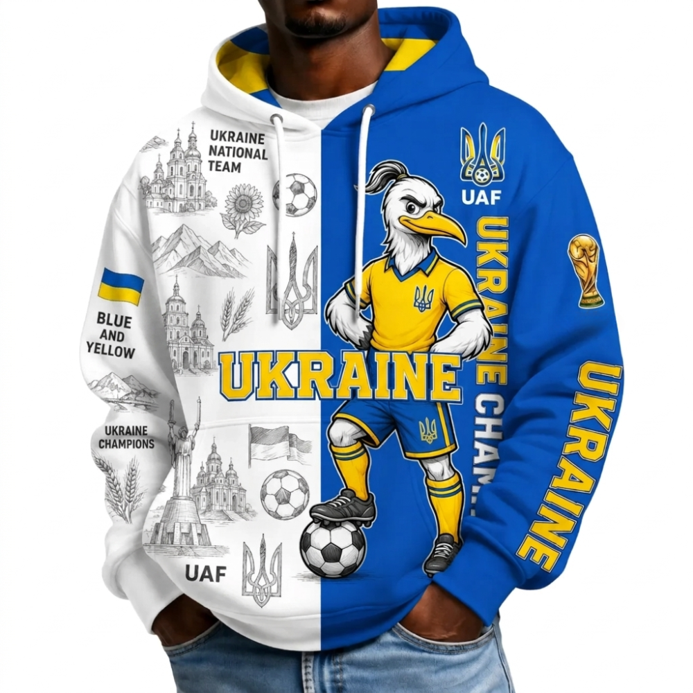 Ukraine Football Themed All Over Printed Hoodie