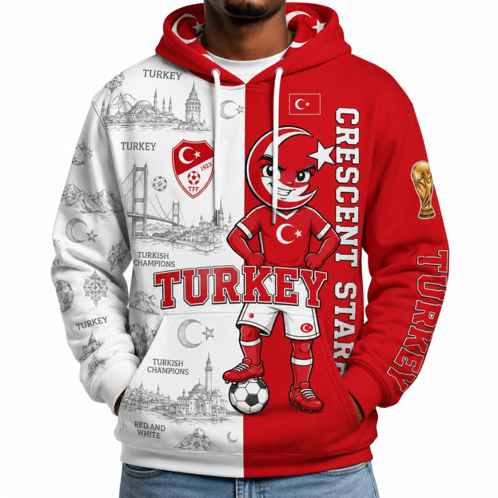 Turkey Football Themed All Over Printed Hoodie