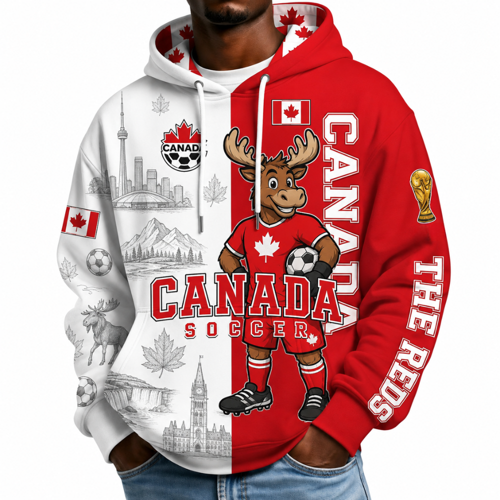 Canada Football Themed All Over Printed Hoodie