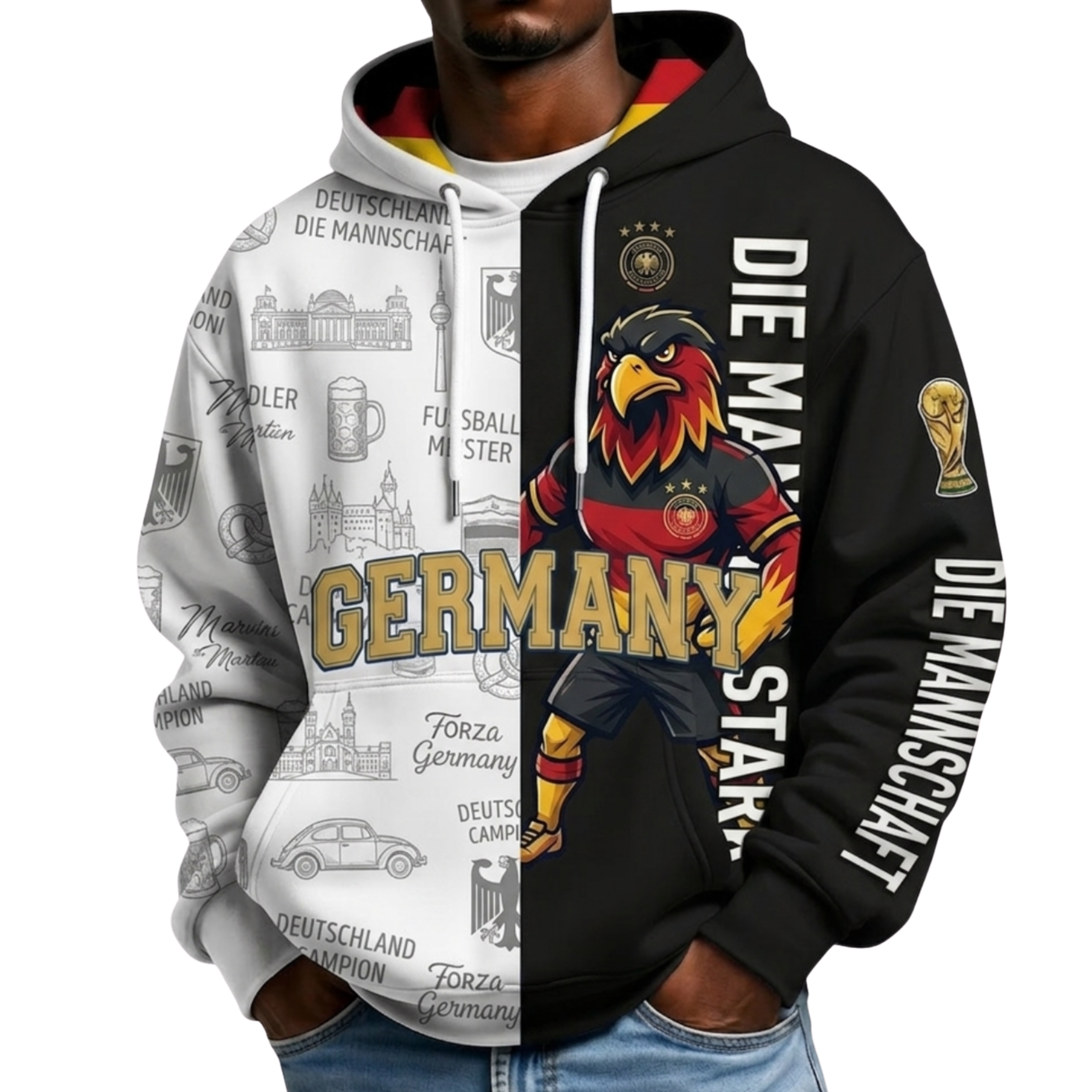 Germany Football Themed All Over Printed Hoodie