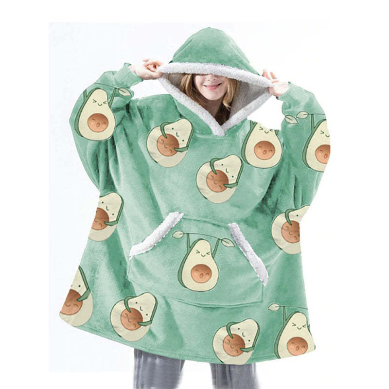 Printed Oversized Fleece Hoodie Wearable Blanket-Soco Hoodie