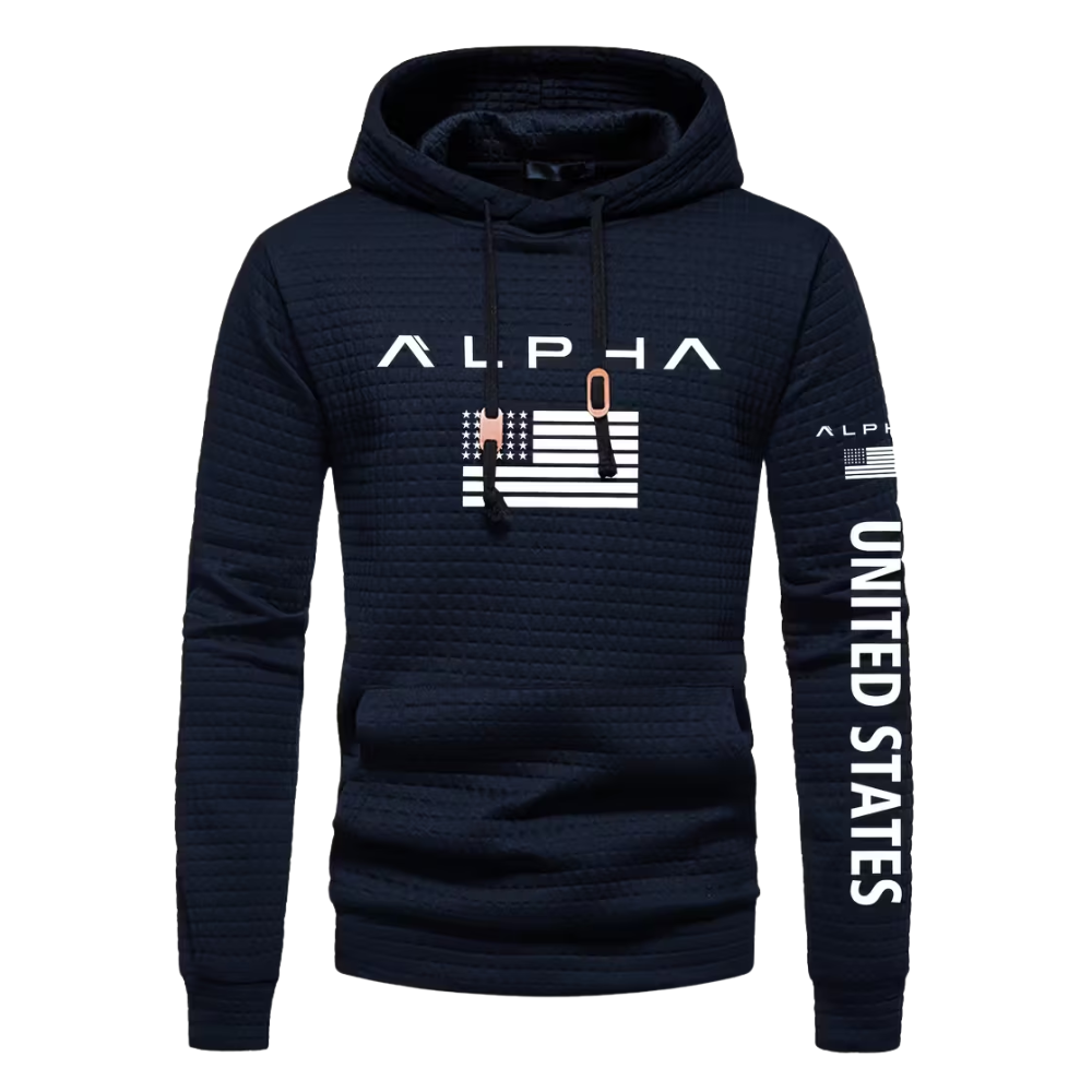 ALPHA Men Patriotic Hoodie With American Flag