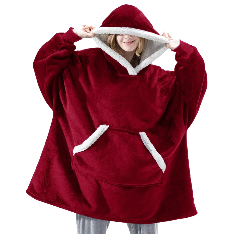 The Cool and Comfy Fleece Oversized Blanket Hoodie-Soco Hoodie