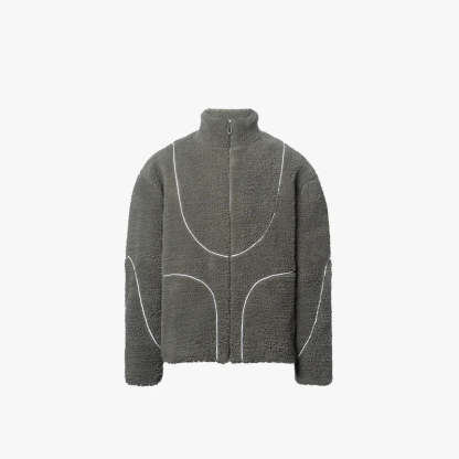 Modern Hooded Zip Up Jacket With Cozy Design Gray