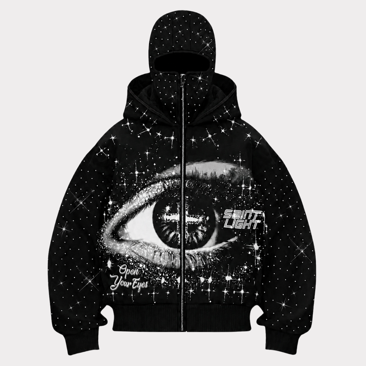 Street Style Rhinestone Decor Hoodie With Two Hat For Men