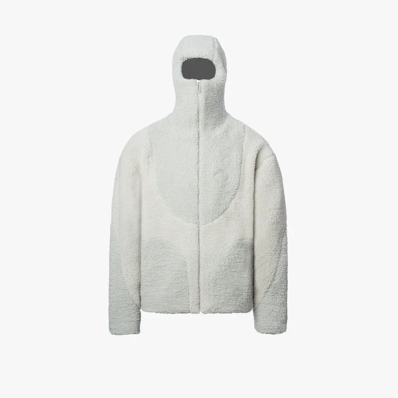 Modern Hooded Zip Up Jacket With Cozy Design White