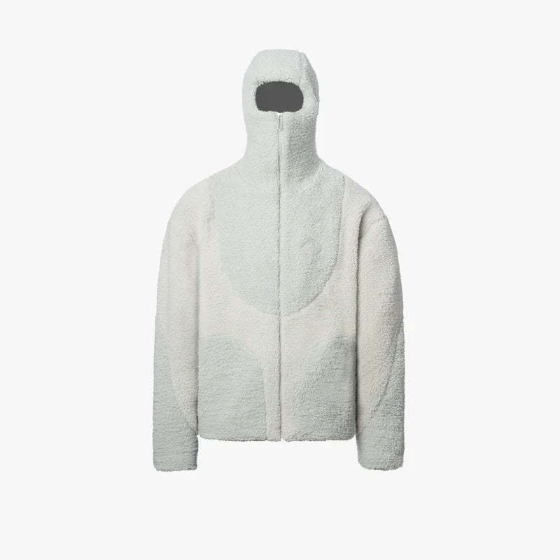 Modern Hooded Zip Up Jacket With Cozy Design White