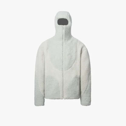 Modern Hooded Zip Up Jacket With Cozy Design White
