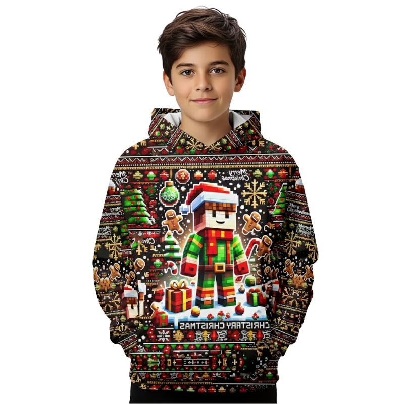 Boys 3D Printed Sweater-Style Hooded Sweatshirt