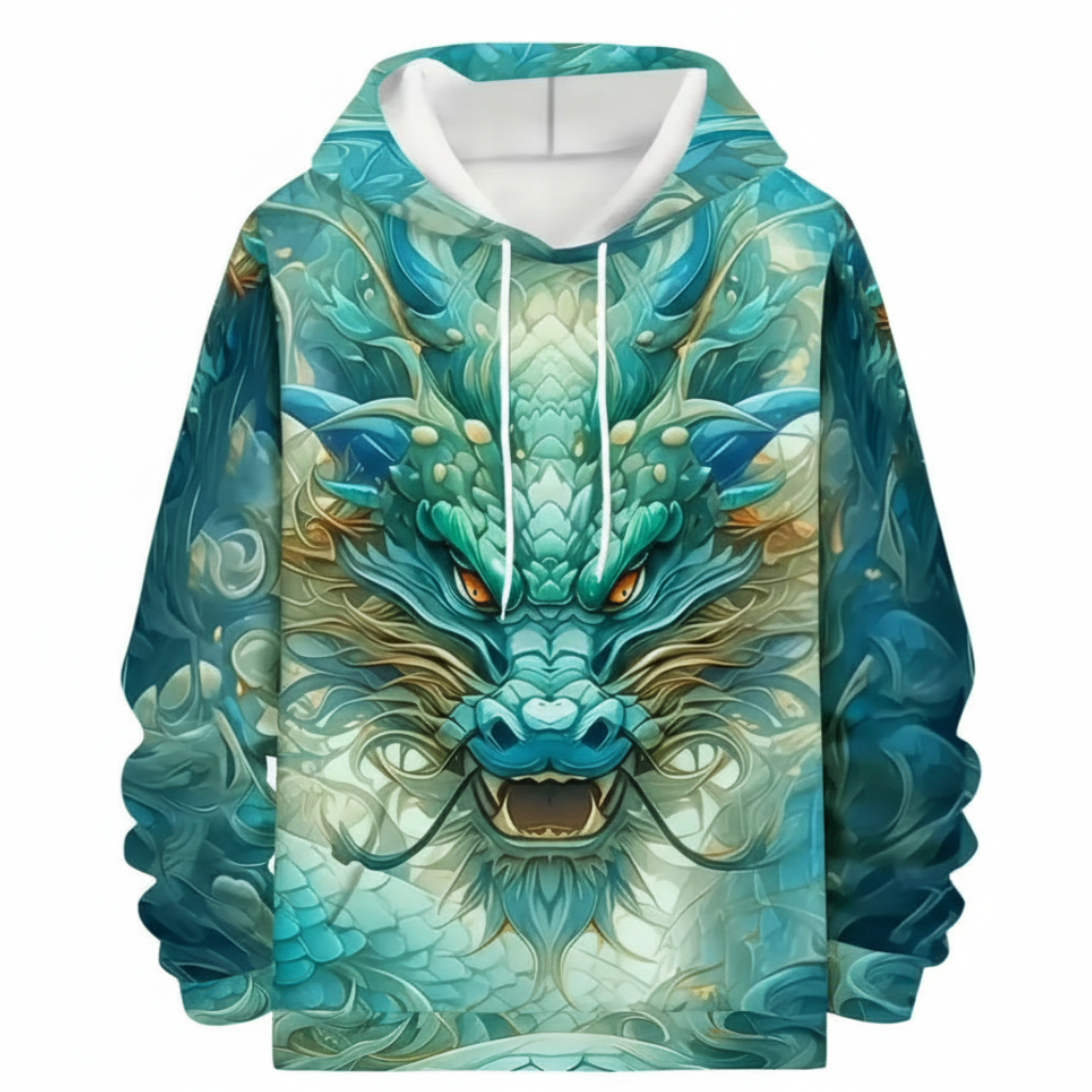 Colorful Dragon Printed Hoodie For Men