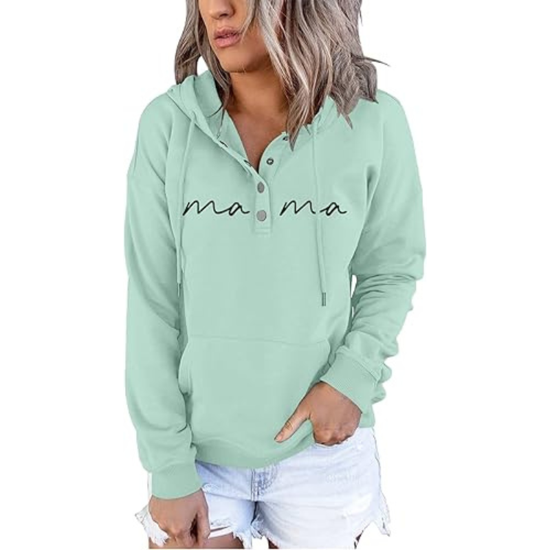 Mama Letter Print Sweatshirt Mint