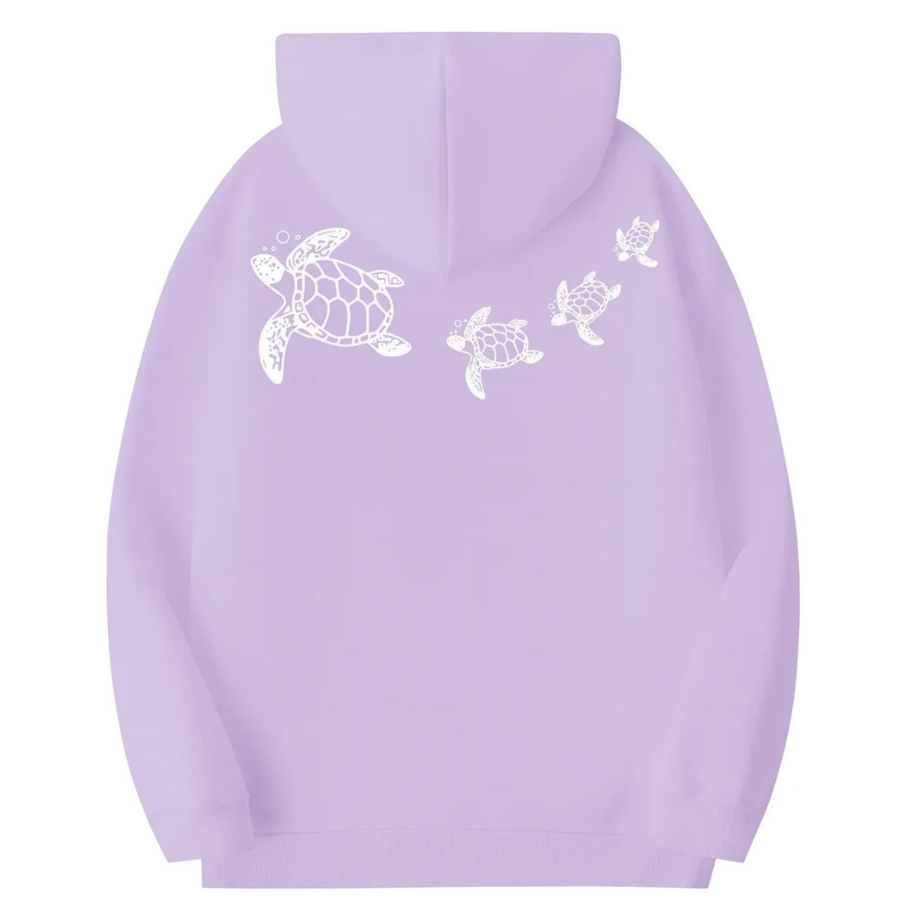 Women Plus Size Oversized Sea Turtle Print Hoodie