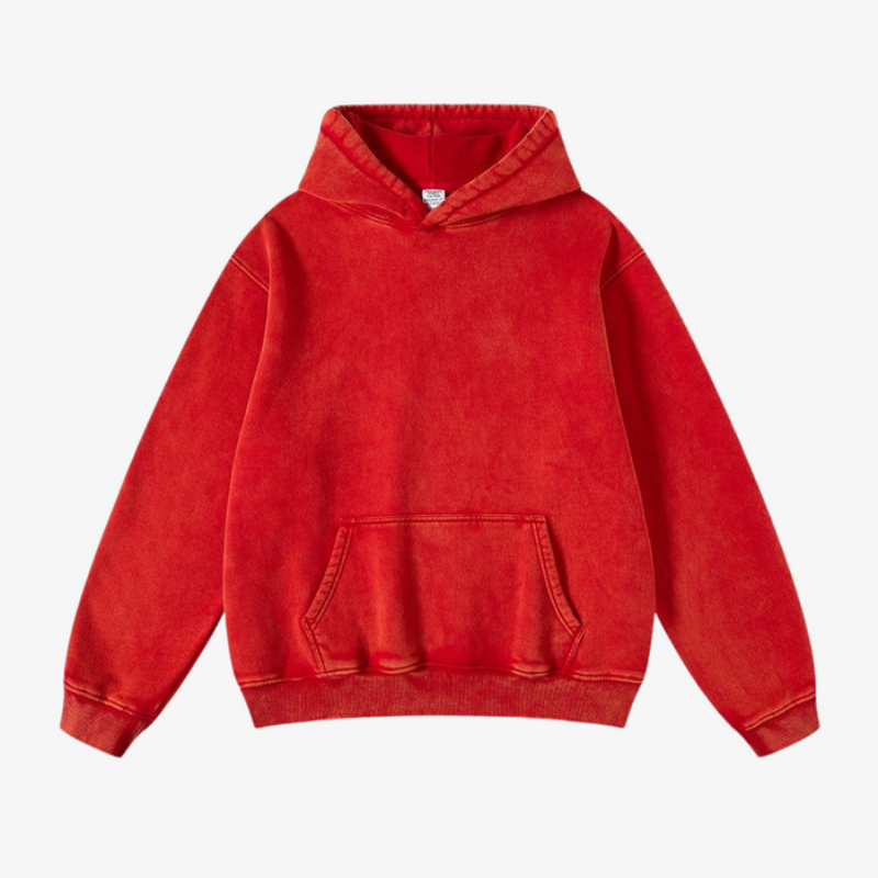 Comfortable Pullover Hoodie With Pocket Red