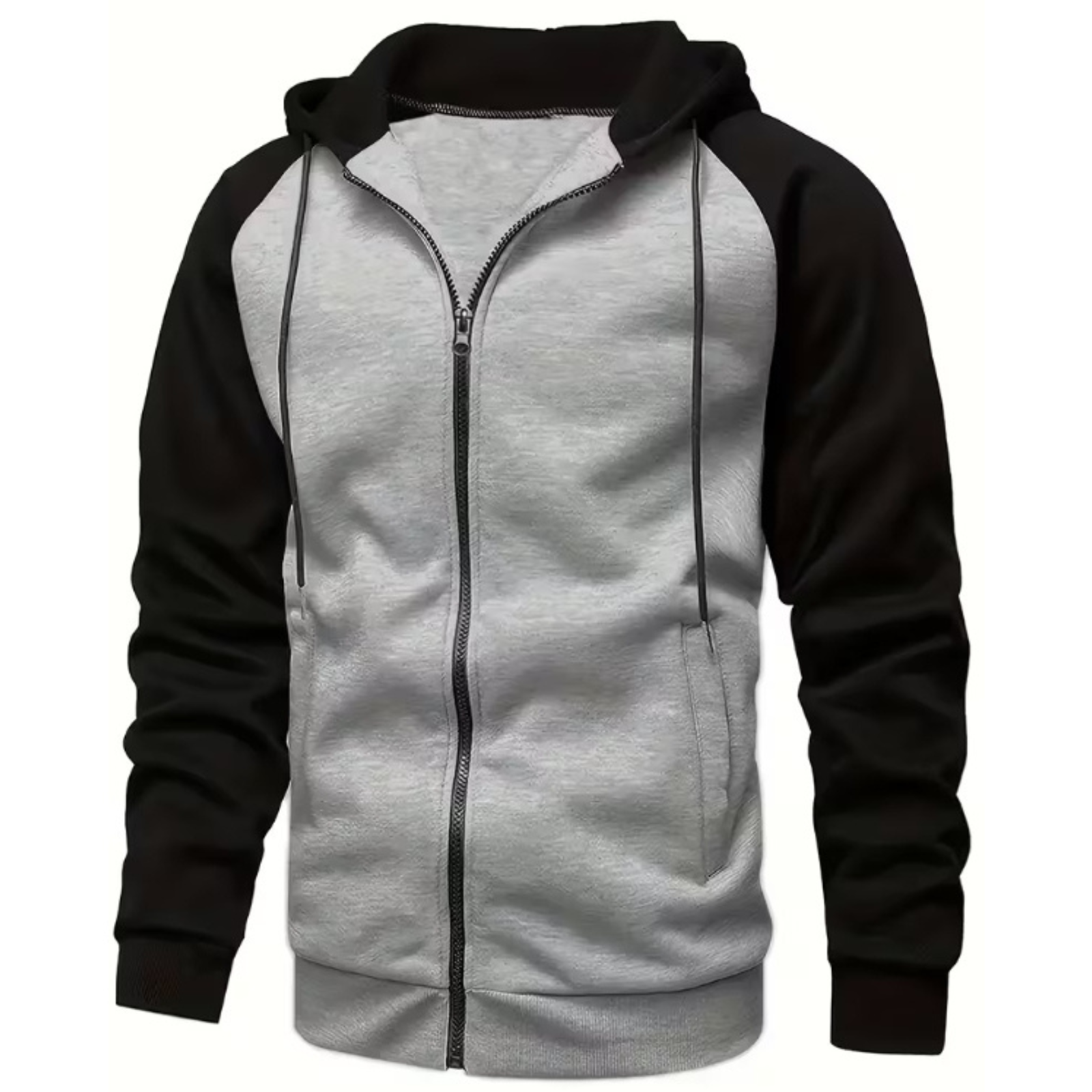 Men Color Block Zip Up Hoodie with Pockets