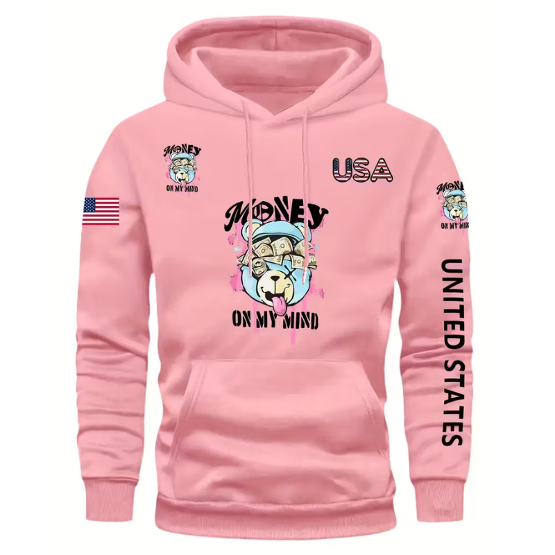 Men Pullover Hoodie With Dog Design