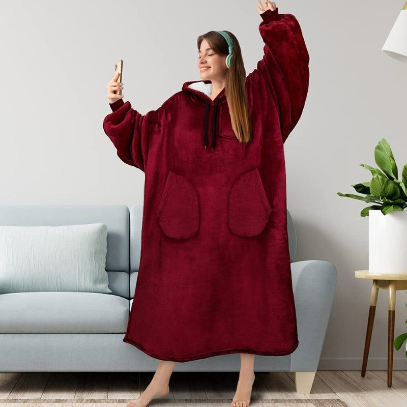 Warm Flannel Oversized Long Hoodies-Soco Hoodie