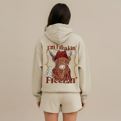 Highland Cow Print Polyester Hoodie Sweatshirt